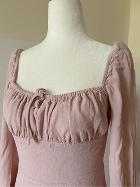🌸 3/$50: Sunday Best Blush Pink Ruched Bust Long-Sleeve Mini Dress